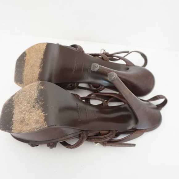 YSL Tribute Ysl T-strap Leather Platform Sandals - Picture 5 of 7